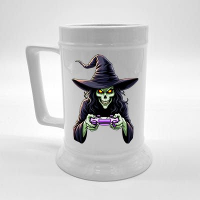 Witch Skeleton Gamer Halloween Monster Gaming Cool Gift Beer Stein