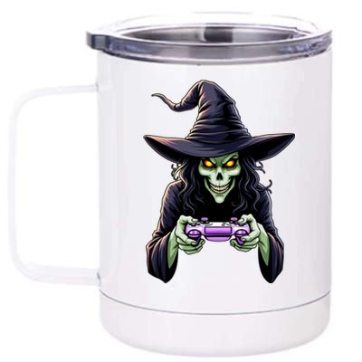 Witch Skeleton Gamer Halloween Monster Gaming Cool Gift 12 oz Stainless Steel Tumbler Cup