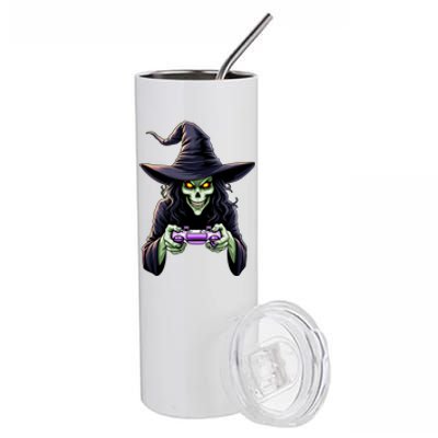 Witch Skeleton Gamer Halloween Monster Gaming Cool Gift Stainless Steel Tumbler