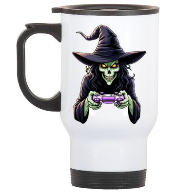 Witch Skeleton Gamer Halloween Monster Gaming Cool Gift Stainless Steel Travel Mug