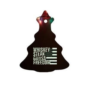 Whiskey Steak Guns Freedom Flag Tee Ceramic Tree Ornament