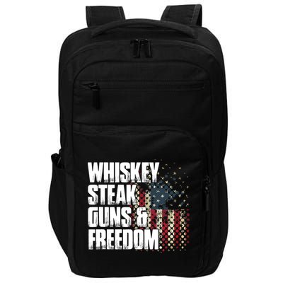 Whiskey Steak Guns Freedom Patriotic Flag Gift Impact Tech Backpack