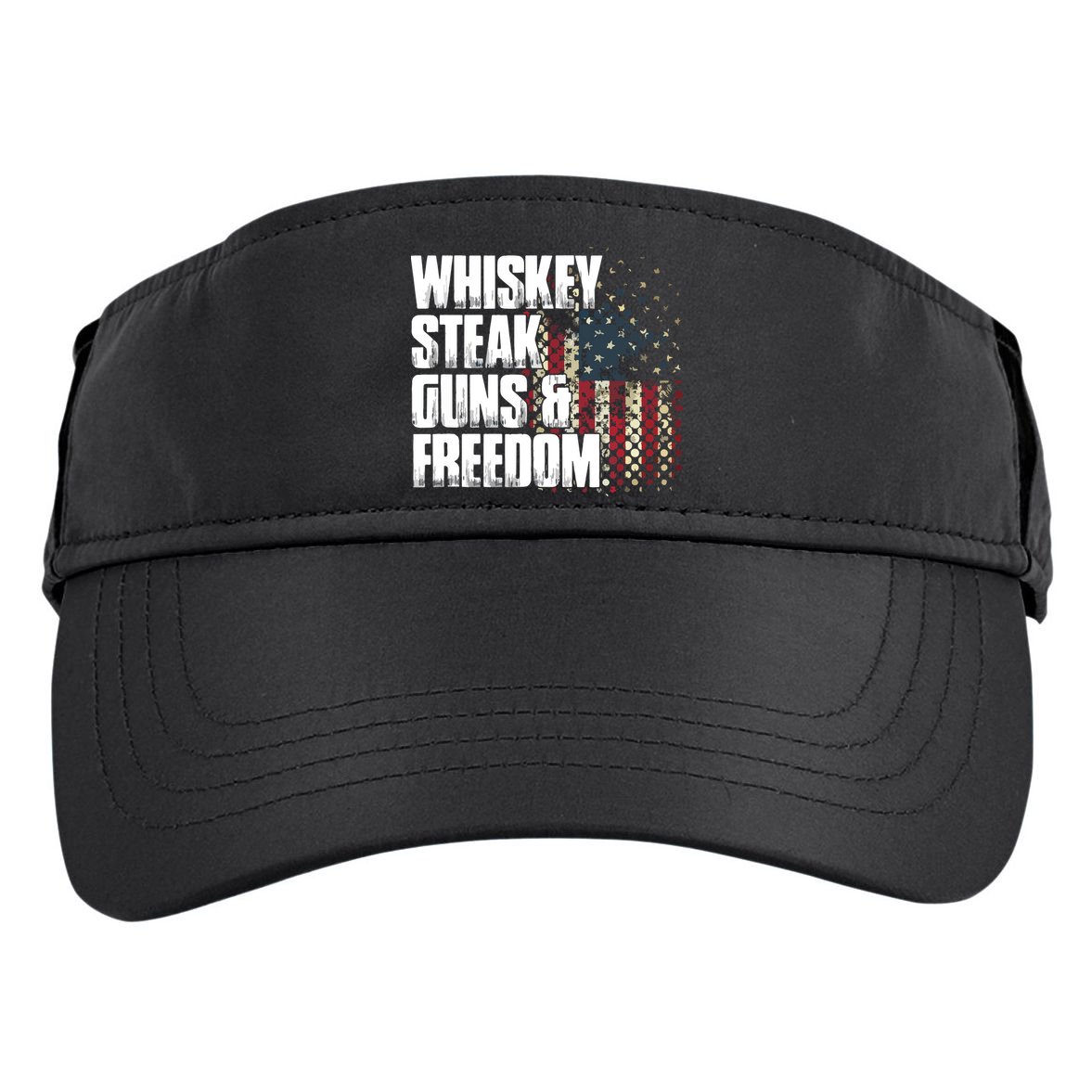 Whiskey Steak Guns Freedom Patriotic Flag Gift Adult Drive Performance Visor