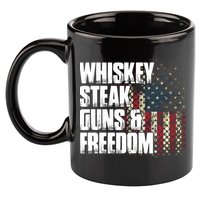 Whiskey Steak Guns Freedom Patriotic Flag Gift 11oz C Handle Ceramic Mug