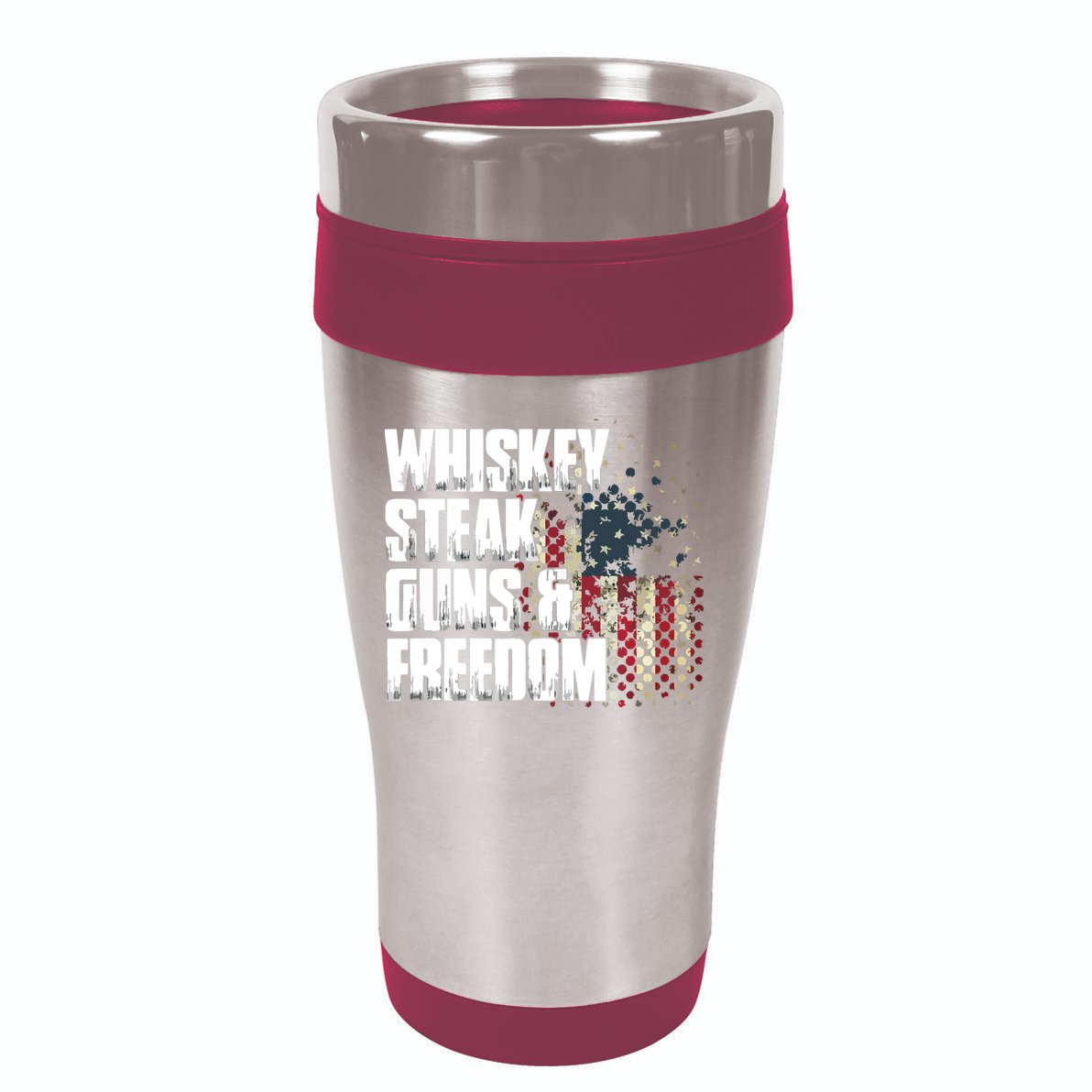 Whiskey Steak Guns Freedom Patriotic Flag Gift 16oz Travel Tumbler