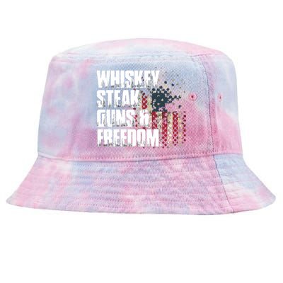 Whiskey Steak Guns Freedom Patriotic Flag Gift Tie-Dyed Bucket Hat