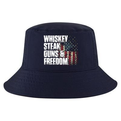 Whiskey Steak Guns Freedom Patriotic Flag Gift Cool Comfort Performance Bucket Hat