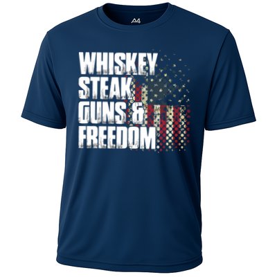 Whiskey Steak Guns Freedom Patriotic Flag Gift Performance Shirt