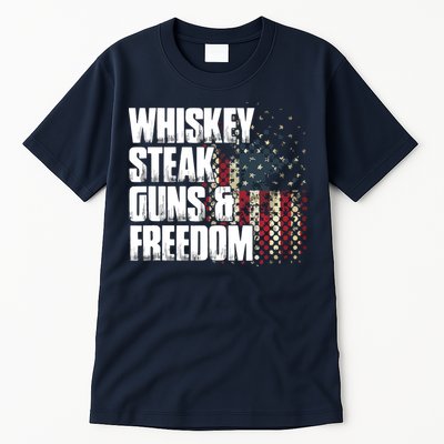 Whiskey Steak Guns Freedom Patriotic Flag Gift Tall T-Shirt