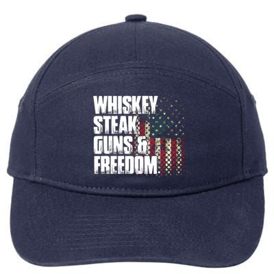 Whiskey Steak Guns Freedom Patriotic Flag Gift 7-Panel Snapback Hat