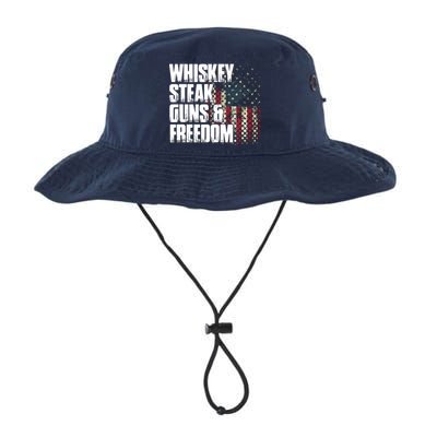 Whiskey Steak Guns Freedom Patriotic Flag Gift Bucket Hat