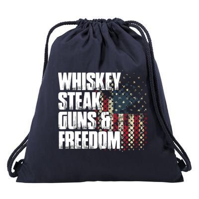 Whiskey Steak Guns Freedom Patriotic Flag Gift Drawstring Bag