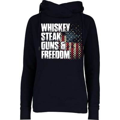 Whiskey Steak Guns Freedom Patriotic Flag Gift Womens Funnel Neck Pullover Hood
