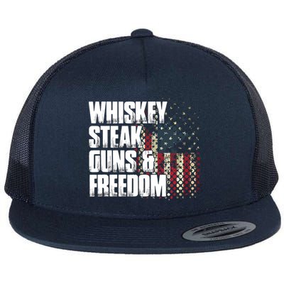 Whiskey Steak Guns Freedom Patriotic Flag Gift Flatbill Hat
