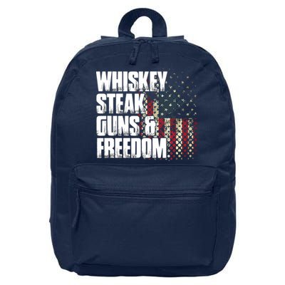 Whiskey Steak Guns Freedom Patriotic Flag Gift 16 in Basic Backpack