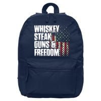 Whiskey Steak Guns Freedom Patriotic Flag Gift 16 in Basic Backpack