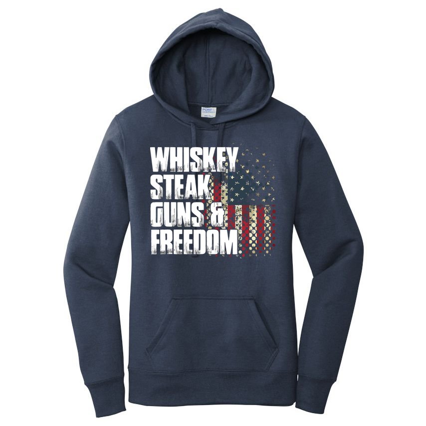 Whiskey Steak Guns Freedom Patriotic Flag Gift Women's Pullover Hoodie