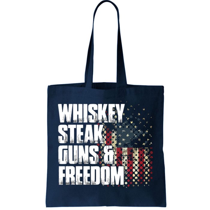 Whiskey Steak Guns Freedom Patriotic Flag Gift Tote Bag