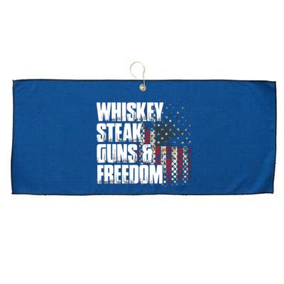 Whiskey Steak Guns Freedom Patriotic Flag Gift Large Microfiber Waffle Golf Towel