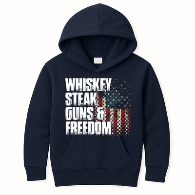 Whiskey Steak Guns Freedom Patriotic Flag Gift Kids Hoodie