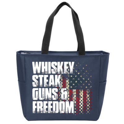 Whiskey Steak Guns Freedom Patriotic Flag Gift Zip Tote Bag