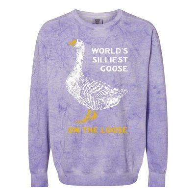 Worlds Silliest Goose On The Loose Funny Colorblast Crewneck Sweatshirt