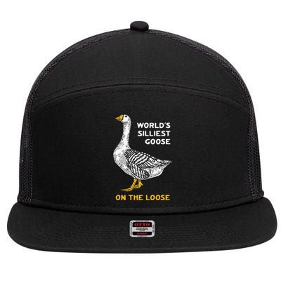 Worlds Silliest Goose On The Loose Funny 7 Panel Mesh Trucker Snapback Hat