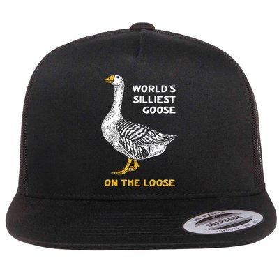 Worlds Silliest Goose On The Loose Funny Flat Bill Trucker Hat