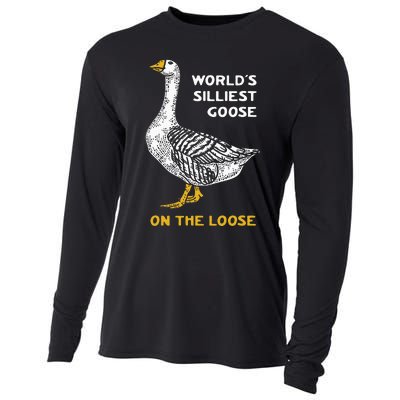 Worlds Silliest Goose On The Loose Funny Cooling Performance Long Sleeve Crew