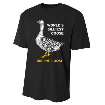 Worlds Silliest Goose On The Loose Funny Performance Sprint T-Shirt