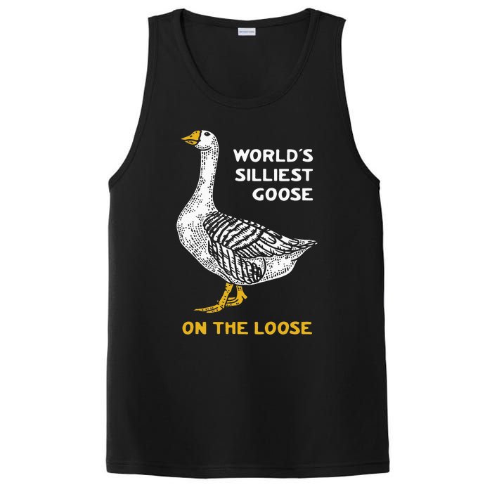 Worlds Silliest Goose On The Loose Funny PosiCharge Competitor Tank