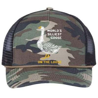 Worlds Silliest Goose On The Loose Funny Retro Rope Trucker Hat Cap