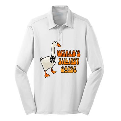 WorldS Silliest Goose Silk Touch Performance Long Sleeve Polo