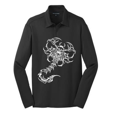 White Scorpion Graphics Great Gift Silk Touch Performance Long Sleeve Polo