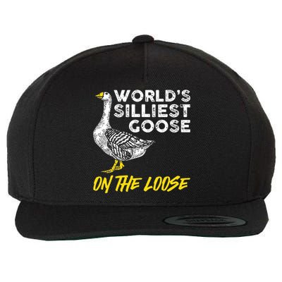 Worlds Silliest Goose On The Loose Funny Wool Snapback Cap