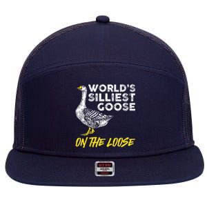 Worlds Silliest Goose On The Loose Funny 7 Panel Mesh Trucker Snapback Hat