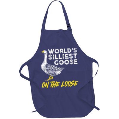 Worlds Silliest Goose On The Loose Funny Full-Length Apron With Pockets