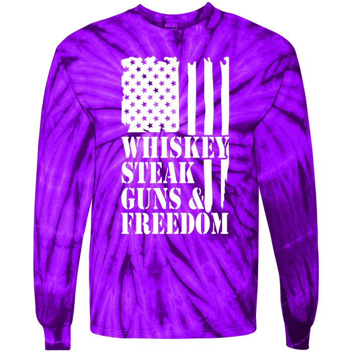 Whiskey Steak Guns & Freedom Tie-Dye Long Sleeve Shirt