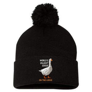 World's Silliest Goose On The Loose Funny Silly Pom Pom 12in Knit Beanie