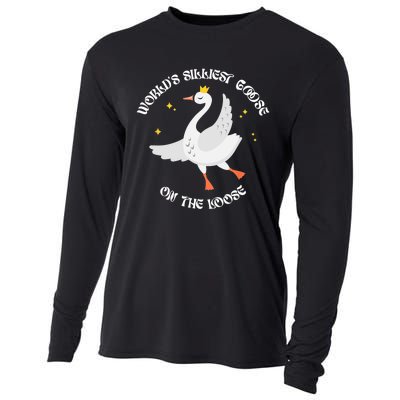 Worlds Silliest Goose On The Loose Funny Cooling Performance Long Sleeve Crew