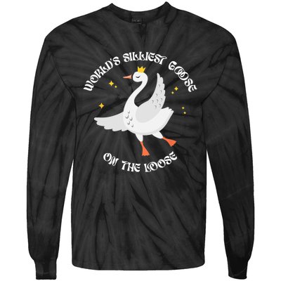 Worlds Silliest Goose On The Loose Funny Tie-Dye Long Sleeve Shirt