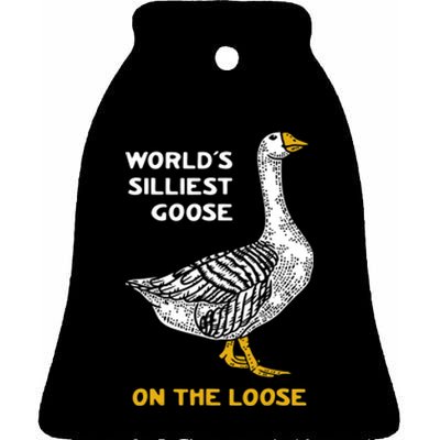 Worlds Silliest Goose On The Loose Ceramic Bell Ornament