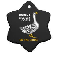 Worlds Silliest Goose On The Loose Ceramic Star Ornament