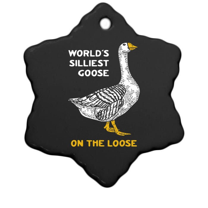 Worlds Silliest Goose On The Loose Ceramic Star Ornament