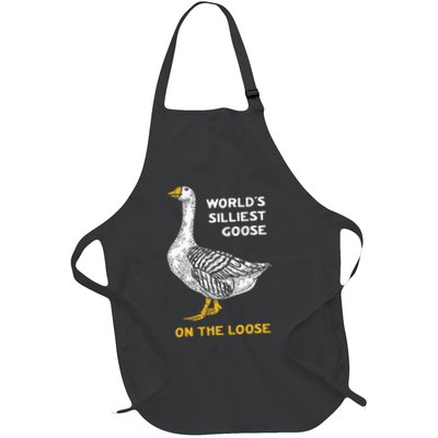 WorldS Silliest Goose On The Loose Funny Full-Length Apron With Pockets