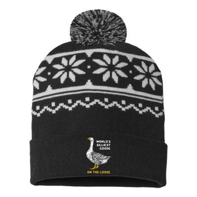 WorldS Silliest Goose On The Loose Funny USA-Made Snowflake Beanie