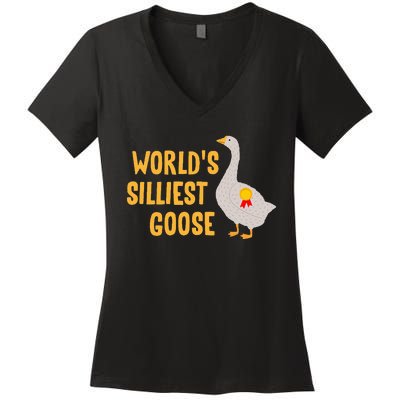 WorldS Silliest Goose Women's V-Neck T-Shirt