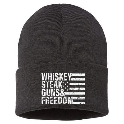 Whiskey Steak Guns And Freedom Pro America Sustainable Knit Beanie