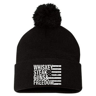 Whiskey Steak Guns And Freedom Pro America Pom Pom 12in Knit Beanie