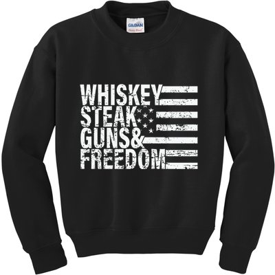 Whiskey Steak Guns And Freedom Pro America Kids Sweatshirt